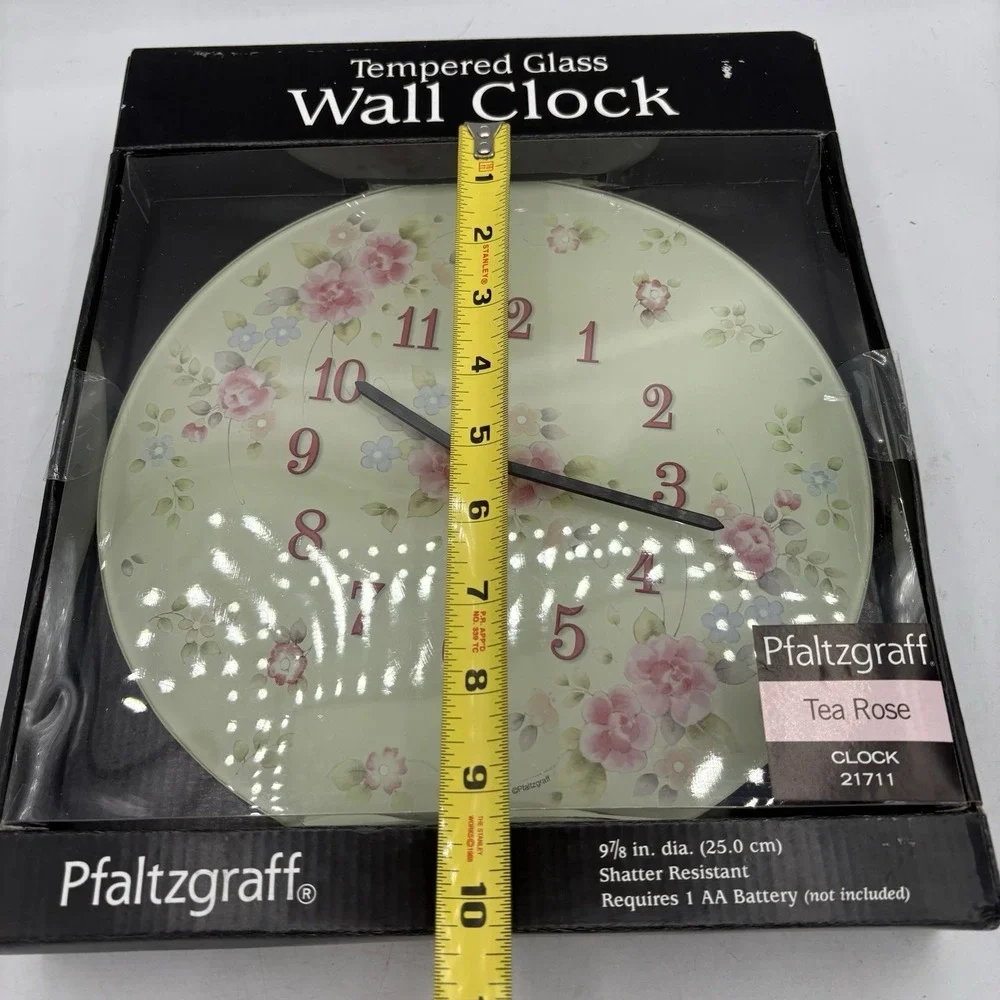Pfaltzgraff Wall Clock Tea Rose Floral 9 7/8
